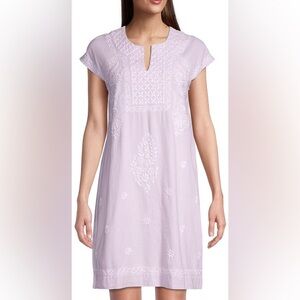 Roller Rabbit Embroidered Faith Mini Shift Dress in Lavender Size Large